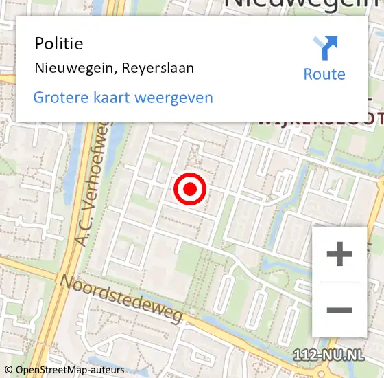 Locatie op kaart van de 112 melding: Politie Nieuwegein, Reyerslaan op 15 december 2021 14:22