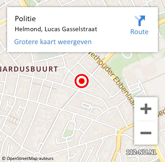 Locatie op kaart van de 112 melding: Politie Helmond, Lucas Gasselstraat op 15 december 2021 14:26