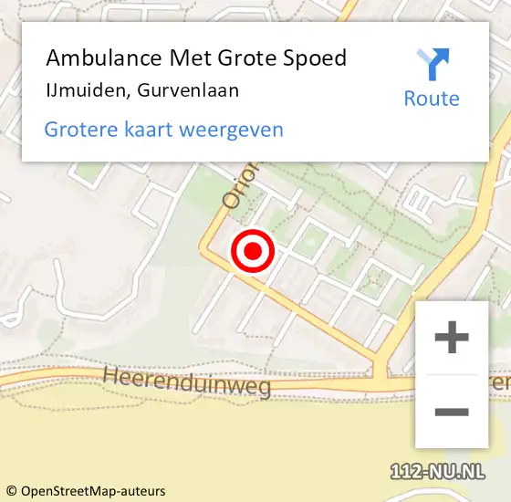 Locatie op kaart van de 112 melding: Ambulance Met Grote Spoed Naar IJmuiden, Gurvenlaan op 15 december 2021 14:46