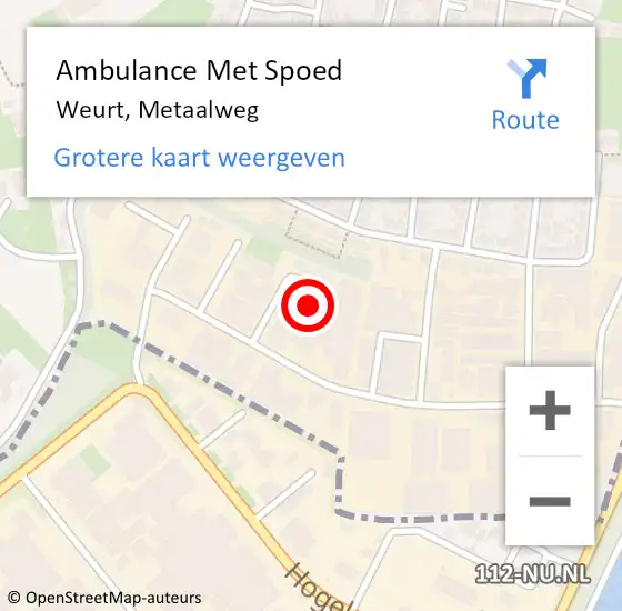 Locatie op kaart van de 112 melding: Ambulance Met Spoed Naar Weurt, Metaalweg op 15 december 2021 15:03
