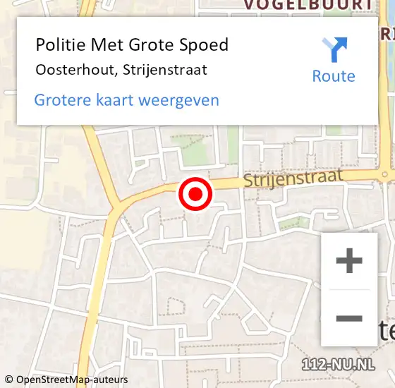 Locatie op kaart van de 112 melding: Politie Met Grote Spoed Naar Oosterhout, Strijenstraat op 15 december 2021 15:04