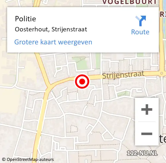 Locatie op kaart van de 112 melding: Politie Oosterhout, Strijenstraat op 15 december 2021 15:04