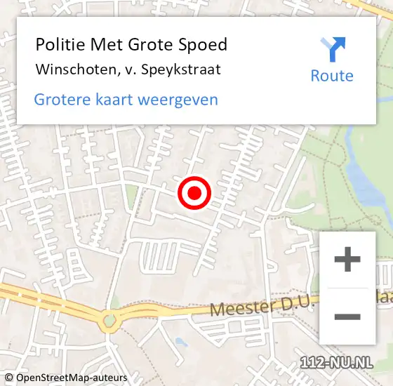 Locatie op kaart van de 112 melding: Politie Met Grote Spoed Naar Winschoten, v. Speykstraat op 15 december 2021 15:08