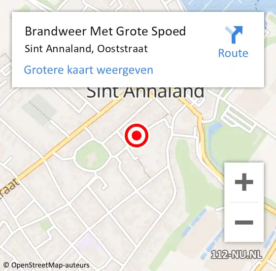 Locatie op kaart van de 112 melding: Brandweer Met Grote Spoed Naar Sint Annaland, Ooststraat op 15 december 2021 15:10