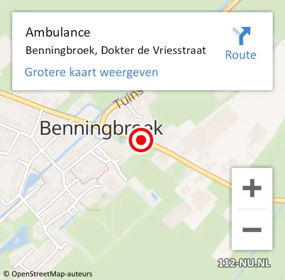 Locatie op kaart van de 112 melding: Ambulance Benningbroek, Dokter de Vriesstraat op 15 december 2021 15:11