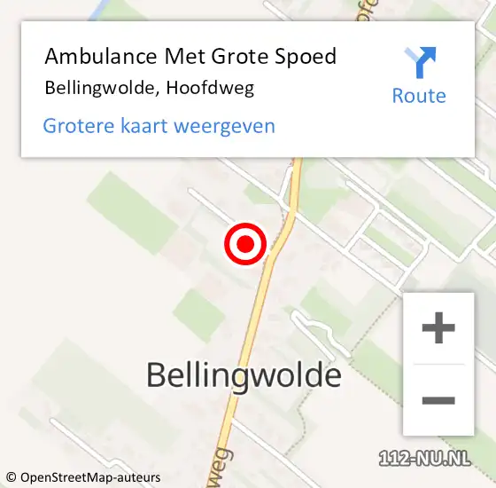 Locatie op kaart van de 112 melding: Ambulance Met Grote Spoed Naar Bellingwolde, Hoofdweg op 2 juli 2014 12:22