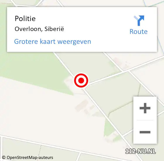 Locatie op kaart van de 112 melding: Politie Overloon, Siberië op 15 december 2021 15:29