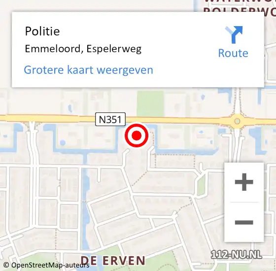 Locatie op kaart van de 112 melding: Politie Emmeloord, Espelerweg op 15 december 2021 15:36