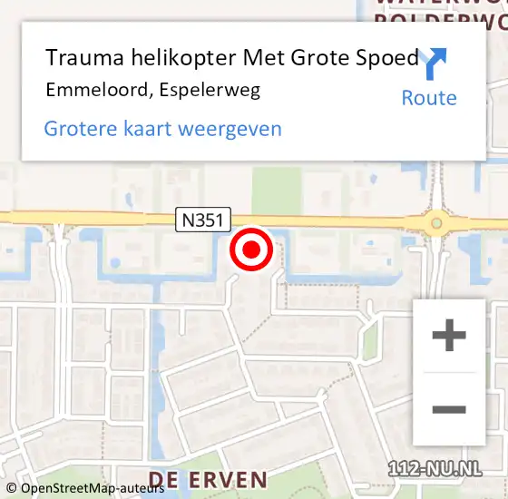 Locatie op kaart van de 112 melding: Trauma helikopter Met Grote Spoed Naar Emmeloord, Espelerweg op 15 december 2021 15:44