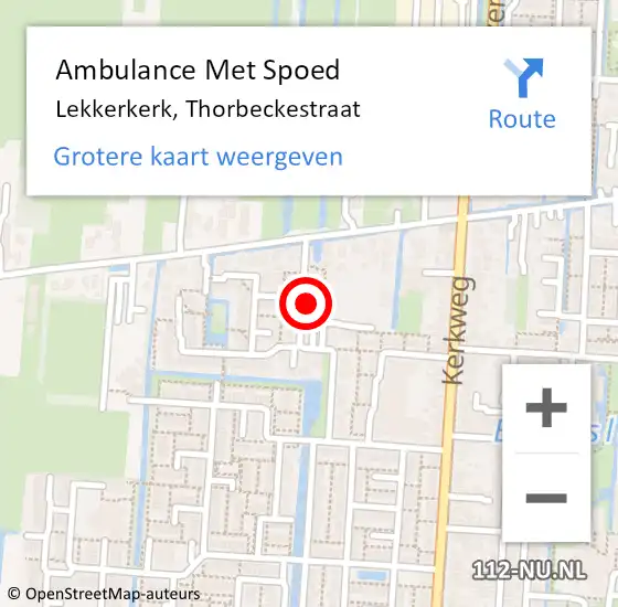 Locatie op kaart van de 112 melding: Ambulance Met Spoed Naar Lekkerkerk, Thorbeckestraat op 15 december 2021 15:49