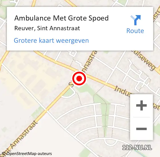 Locatie op kaart van de 112 melding: Ambulance Met Grote Spoed Naar Reuver, Sint Annastraat op 15 december 2021 15:50