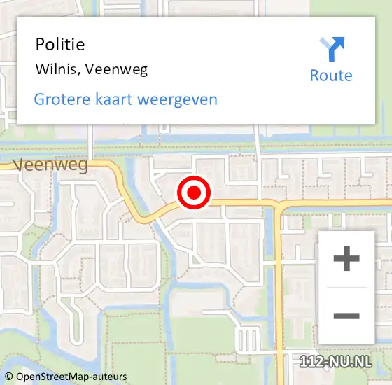 Locatie op kaart van de 112 melding: Politie Wilnis, Veenweg op 15 december 2021 15:56