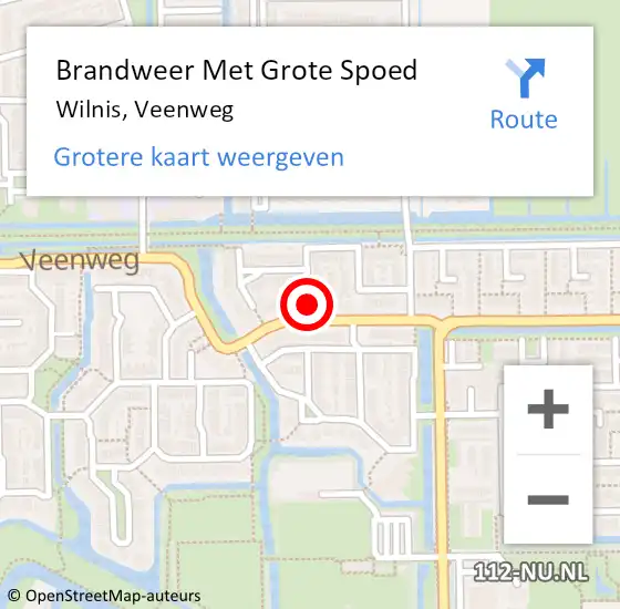 Locatie op kaart van de 112 melding: Brandweer Met Grote Spoed Naar Wilnis, Veenweg op 15 december 2021 15:56