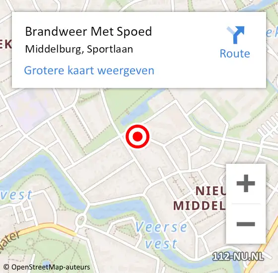 Locatie op kaart van de 112 melding: Brandweer Met Spoed Naar Middelburg, Sportlaan op 15 december 2021 16:14