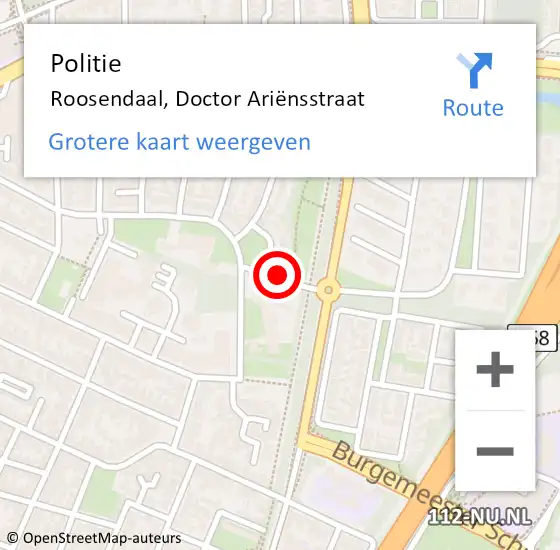 Locatie op kaart van de 112 melding: Politie Roosendaal, Doctor Ariënsstraat op 15 december 2021 16:14