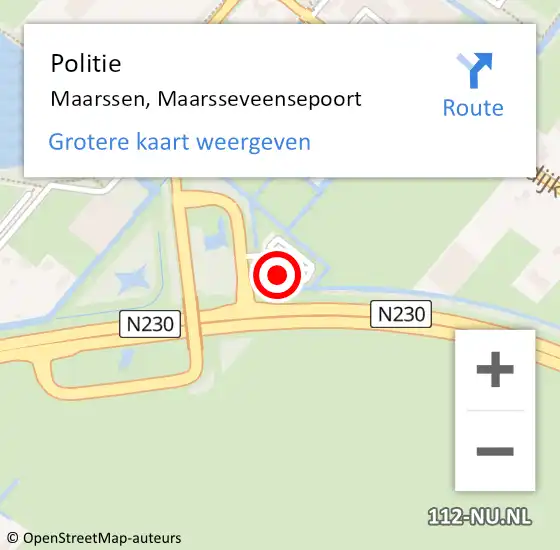 Locatie op kaart van de 112 melding: Politie Maarssen, Maarsseveensepoort op 15 december 2021 16:20