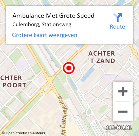 Locatie op kaart van de 112 melding: Ambulance Met Grote Spoed Naar Culemborg, Stationsweg op 15 december 2021 16:35