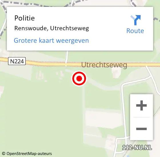 Locatie op kaart van de 112 melding: Politie Renswoude, Utrechtseweg op 15 december 2021 16:36