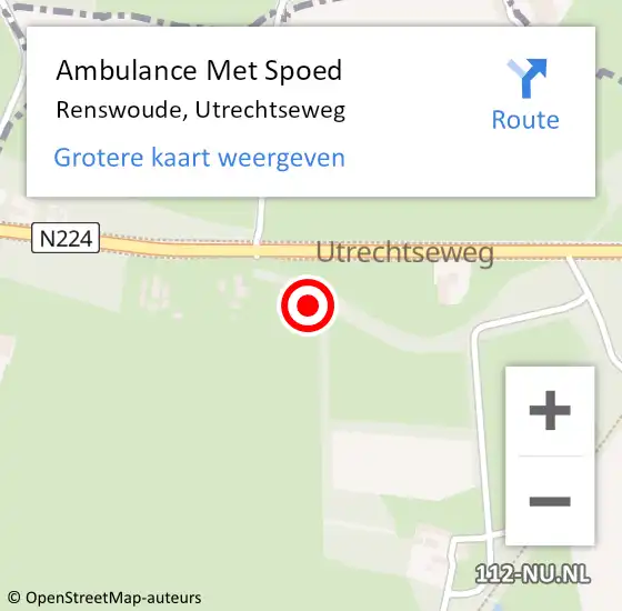 Locatie op kaart van de 112 melding: Ambulance Met Spoed Naar Renswoude, Utrechtseweg op 15 december 2021 16:36