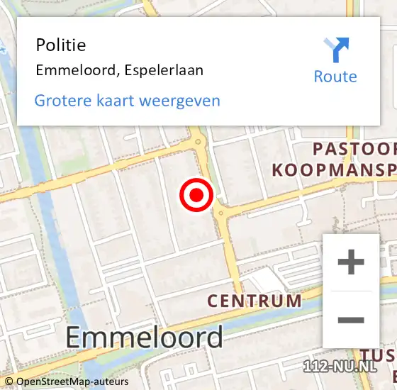 Locatie op kaart van de 112 melding: Politie Emmeloord, Espelerlaan op 15 december 2021 16:40