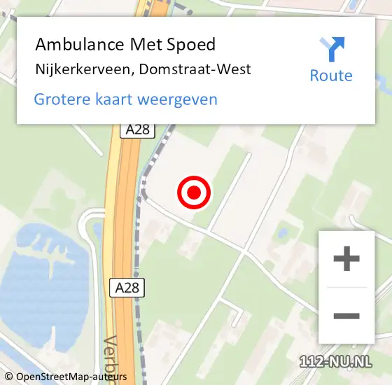 Locatie op kaart van de 112 melding: Ambulance Met Spoed Naar Nijkerkerveen, Domstraat-West op 15 december 2021 16:49