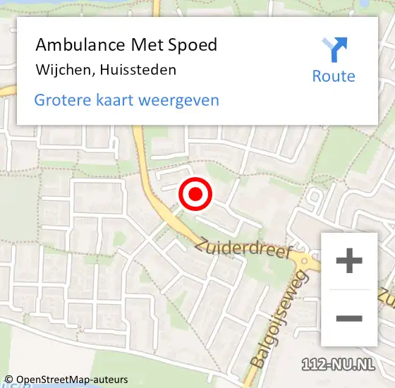 Locatie op kaart van de 112 melding: Ambulance Met Spoed Naar Wijchen, Huissteden op 15 december 2021 16:59