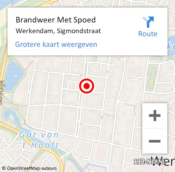 Locatie op kaart van de 112 melding: Brandweer Met Spoed Naar Werkendam, Sigmondstraat op 15 december 2021 17:04