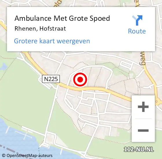 Locatie op kaart van de 112 melding: Ambulance Met Grote Spoed Naar Rhenen, Hofstraat op 15 december 2021 17:11