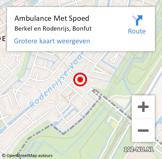 Locatie op kaart van de 112 melding: Ambulance Met Spoed Naar Berkel en Rodenrijs, Bonfut op 15 december 2021 17:29