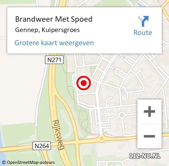 Locatie op kaart van de 112 melding: Brandweer Met Spoed Naar Gennep, Kuipersgroes op 15 december 2021 17:47