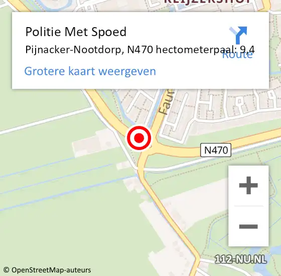 Locatie op kaart van de 112 melding: Politie Met Spoed Naar Pijnacker-Nootdorp, N470 hectometerpaal: 9,4 op 15 december 2021 18:11