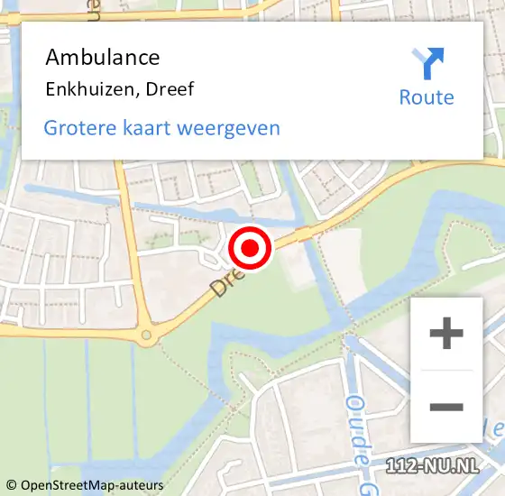 Locatie op kaart van de 112 melding: Ambulance Enkhuizen, Dreef op 15 december 2021 18:22