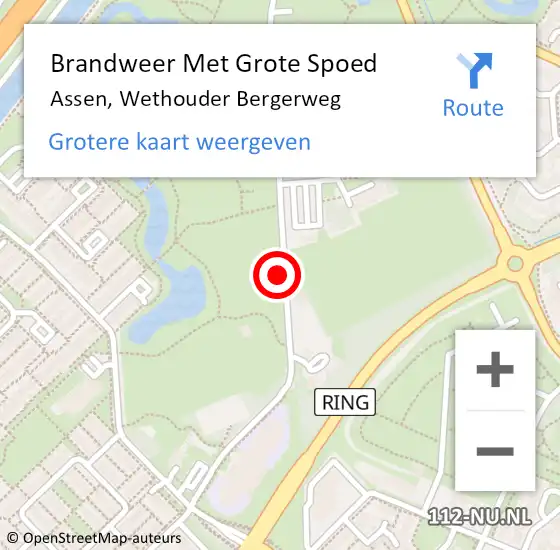 Locatie op kaart van de 112 melding: Brandweer Met Grote Spoed Naar Assen, Wethouder Bergerweg op 15 december 2021 18:23