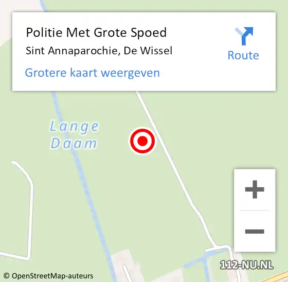 Locatie op kaart van de 112 melding: Politie Met Grote Spoed Naar Sint Annaparochie, De Wissel op 15 december 2021 18:43