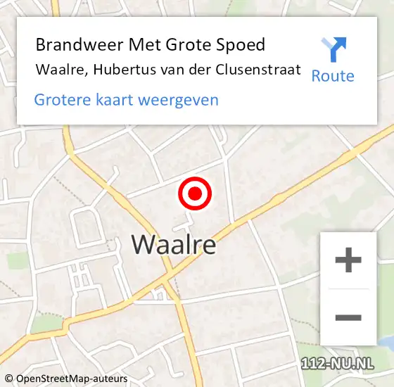 Locatie op kaart van de 112 melding: Brandweer Met Grote Spoed Naar Waalre, Hubertus van der Clusenstraat op 15 december 2021 18:59