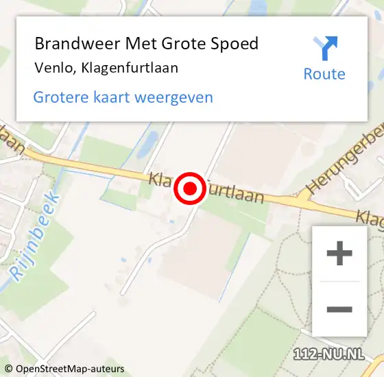 Locatie op kaart van de 112 melding: Brandweer Met Grote Spoed Naar Venlo, Klagenfurtlaan op 15 december 2021 19:23