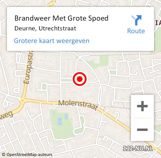 Locatie op kaart van de 112 melding: Brandweer Met Grote Spoed Naar Deurne, Utrechtstraat op 15 december 2021 19:41