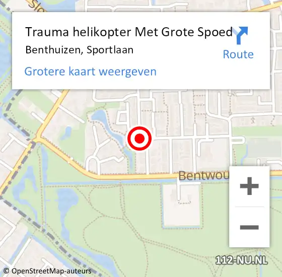 Locatie op kaart van de 112 melding: Trauma helikopter Met Grote Spoed Naar Benthuizen, Sportlaan op 15 december 2021 19:45