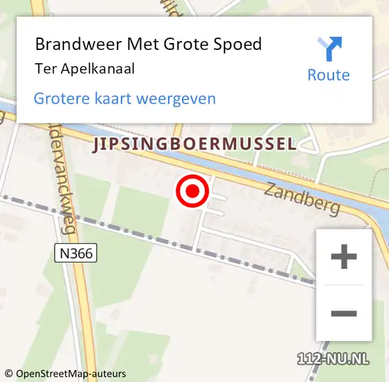 Locatie op kaart van de 112 melding: Brandweer Met Grote Spoed Naar Ter Apelkanaal op 15 december 2021 19:53