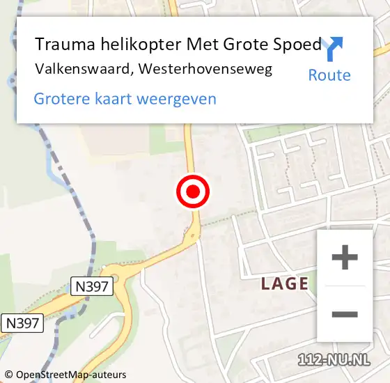 Locatie op kaart van de 112 melding: Trauma helikopter Met Grote Spoed Naar Valkenswaard, Westerhovenseweg op 15 december 2021 20:25
