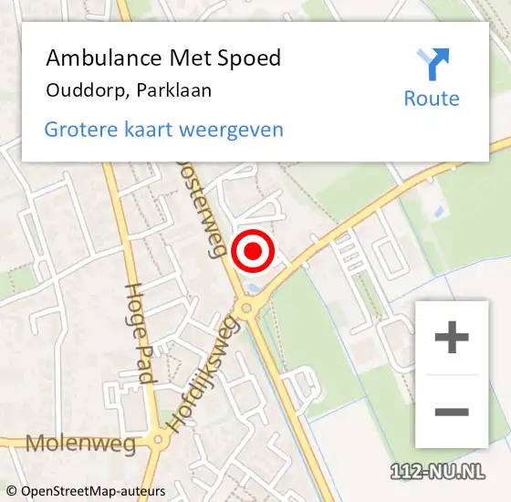 Locatie op kaart van de 112 melding: Ambulance Met Spoed Naar Ouddorp, Parklaan op 15 december 2021 20:41