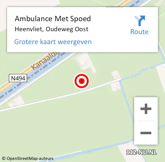 Locatie op kaart van de 112 melding: Ambulance Met Spoed Naar Heenvliet, Oudeweg Oost op 15 december 2021 21:20