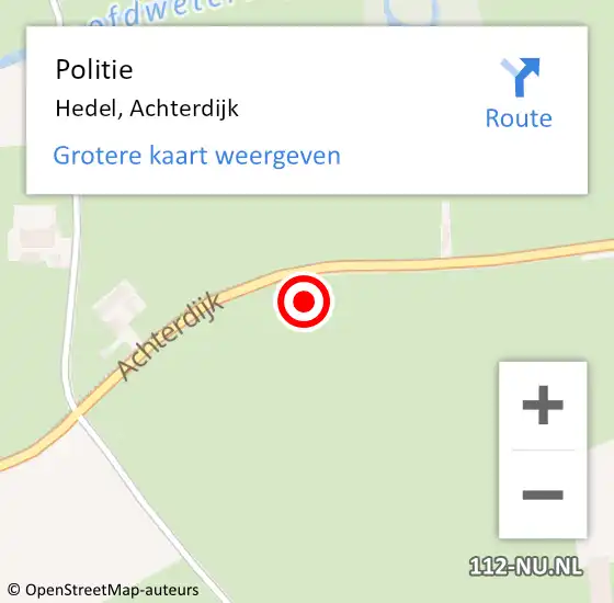 Locatie op kaart van de 112 melding: Politie Hedel, Achterdijk op 15 december 2021 21:51