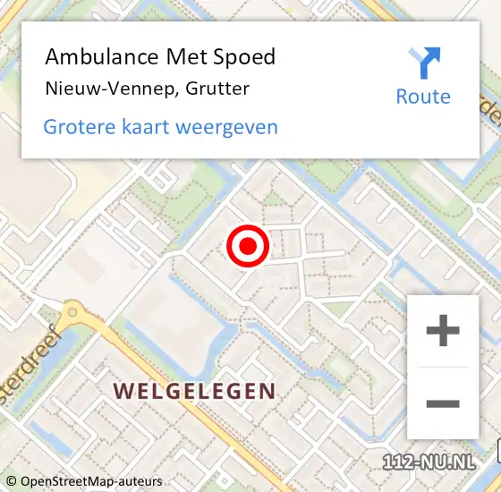 Locatie op kaart van de 112 melding: Ambulance Met Spoed Naar Nieuw-Vennep, Grutter op 15 december 2021 22:28