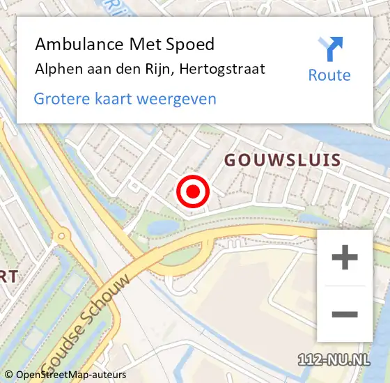 Locatie op kaart van de 112 melding: Ambulance Met Spoed Naar Alphen aan den Rijn, Hertogstraat op 15 december 2021 23:17