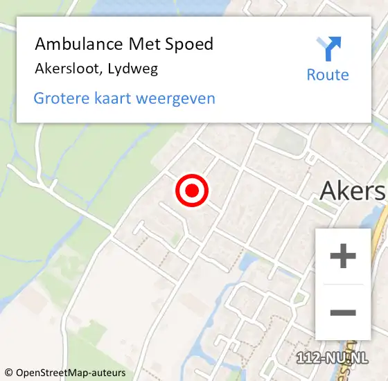 Locatie op kaart van de 112 melding: Ambulance Met Spoed Naar Akersloot, Lydweg op 15 december 2021 23:33