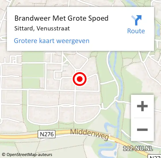 Locatie op kaart van de 112 melding: Brandweer Met Grote Spoed Naar Sittard, Venusstraat op 15 december 2021 23:59