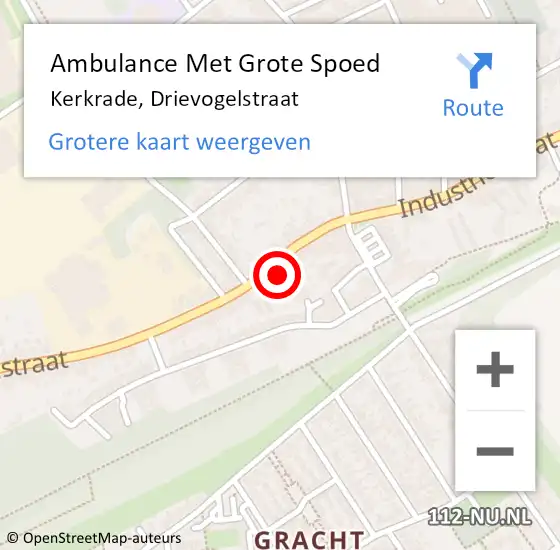 Locatie op kaart van de 112 melding: Ambulance Met Grote Spoed Naar Kerkrade, Drievogelstraat op 16 december 2021 00:32