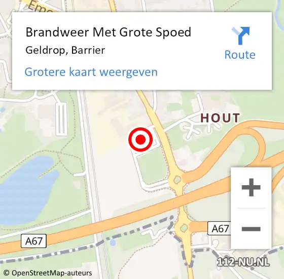 Locatie op kaart van de 112 melding: Brandweer Met Grote Spoed Naar Geldrop, Barrier op 16 december 2021 01:09