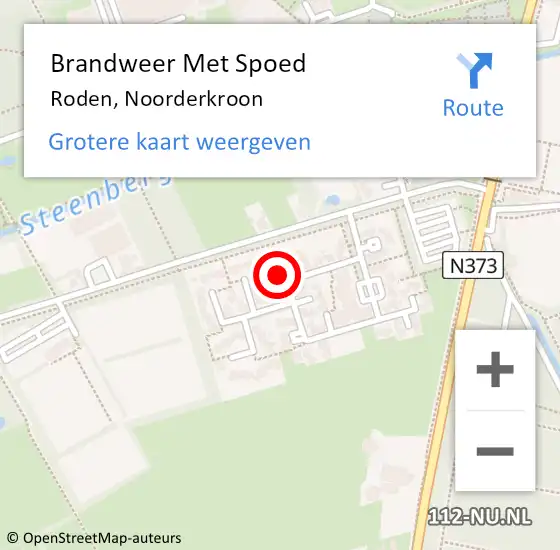 Locatie op kaart van de 112 melding: Brandweer Met Spoed Naar Roden, Noorderkroon op 16 december 2021 01:13